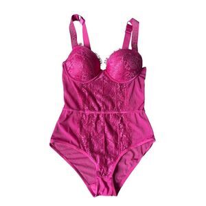 Juicy Couture Lace Bodysuit size S Hot Pink Push Up